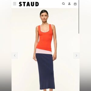 STAUD HERMOSA DRESS CAYENNE NAVY CARNATION